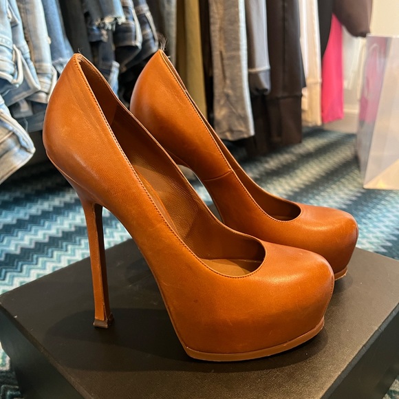Ysl platform pumps in brown leather size 36.5. great condition with box - Picture 2 of 5